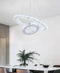 2 Ring Crystal LED Chandelier Pendant Light In Chrome, Dope Modern DIY Adjustable Multi Ring Ceiling Fixture in dining room