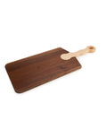 Straight Shooting Three In One Handle Router Template For Smooth Cutting Boards And Killer Charcuterie Sets With Zero Headache Goblet Or Curved Handles Crafted From Heavy Duty Clear Acrylic Shaping Jig on a wooden cutting board with light handle.
