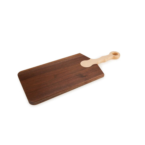 Straight Shooting Three In One Handle Router Template For Smooth Cutting Boards And Killer Charcuterie Sets With Zero Headache Goblet Or Curved Handles Crafted From Heavy Duty Clear Acrylic Shaping Jig on a wooden cutting board with light handle.