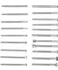 Pro Grade 20 Piece Leather Stamping Tool Set With Unique Shapes And Patterns For Carving And Crafting Leather Work Stainless Steel Durable For Beginners To Pros placed in a grid format.