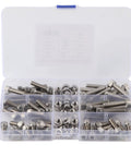 Top Notch 90 Piece Stainless Steel Hex Cap Screw Assortment Kit With Matching Nuts Includes 1/4 20 UNC Size Plus Rust Proof 304 Build For Heavy Duty Home Auto And Outdoor Repair Projects Guaranteed To Perform. Open case with stainless hex cap screws and nuts