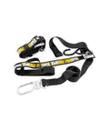 Heavy-Duty One And A Half Inch Tie Downs Pair With Patent-Pending Swivel Carabiner Base Hooks Black Finish For Secure Cargo