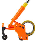 Slick Manual Floor Masking Tape Applicator For Warehouse Aisle Marking And Safe Zone Layout No Sweat Vinyl Line Dispenser, orange, close-up view.