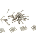 Mini Retro Copper Hinges Set 30 pcs with screws for jewelry boxes gift cases dollhouses tiny cabinets and DIY models 8x10 mm silver tone