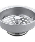 Duostrainer Sink Strainer Basket With Removable Stainless Steel Open Close Stopper, Tight Seal, Polished Chrome, Fits 3-1/2 Inch Or 4 Inch Outlets