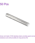 50 Pack M3 X 25mm Fully Threaded Rods In 304 Stainless Steel With Right Hand Threads Heavy Duty DIY Machine Tool Rod
