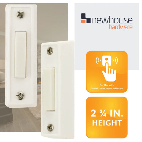 Unlighted Surface Mount Doorbell Button White 1 Pack Replacement Button For Stucco Or Wood Easy Install No Drilling Required Wiring Not Included Works With Most Door Chimes No Brainer Setup, 2 3/4 in