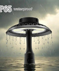 Outdoor Post Top LED Light 100W Area Light, 13,000 Lumens, 5500K Pure White, water droplets on IP65 rated fixture