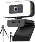2K Webcam With Built In Ring Light Ultra HD Web Camera For Desktop Computers Delivers Crisp 30Fps Footage with adjustable mount.