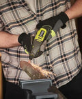 User operating Smooth Operator 12 Volt Cordless Rotary Tool Featuring Variable Speed Up To 35000 RPM, grinding metal with sparks.