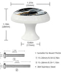 Premium 4 Pack 1.37 Inch Round Marble Cabinet Knobs With A Fresh Black And White Liquid ABS Cabochon Glass Finish side view with screws