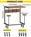 Easy Install Motorcycle Helmet Holder Wall Mount Rack With Dual Hat Stands, product size dimensions and hooks displayed