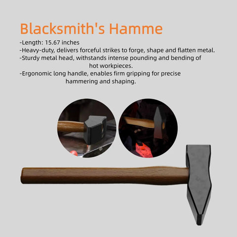 Two Piece Wolf Jaw Blacksmith Tongs And Hammer Set For Knife Making High Carbon Steel Forging Tools For Bladesmithing