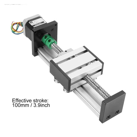 Heavy Duty 1204 Ball Screw Linear Actuator With Stepper Motor Delivering 100Mm Stroke And 24V Dc Power, 100mm stroke with stepper motor.
