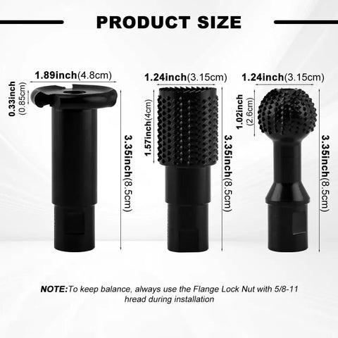 3 Piece Sphere Rotary Burr Set For Wood Carving And Grinding Upgraded Ball Gouges With 5/8-11 Thread dimensions