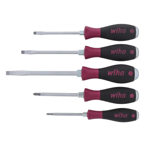 Extra Heavy Duty Slotted And Phillips Screwdriver Set 5 Piece Non Slip Grip Full Size With Precision Machined CRM72 Tool Steel Tips