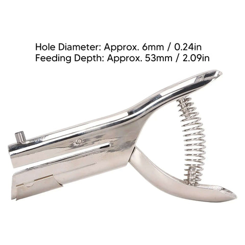 Heavy Duty Handheld Hole Punch With All Metal Construction That Delivers 6mm Holes Through Up To 20 Sheets, side view