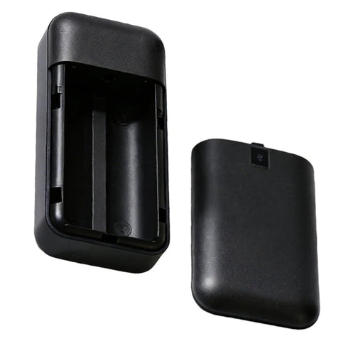 Built Different 18650 Battery Box For Two Flat Top Cells Featuring Heavy Duty Power Bank Enclosure Shell, black plastic casing.