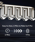 Quick Bullet Ice Maker For Countertop No Fuss Cleanup Makes Fresh Cubes In Six Minutes Solid Choice For Home Office Bar Or RV Trips Keeps Drinks Frosty For Weekend Hangouts ice mold produces 9 cubes in 6 minutes.