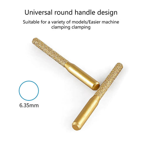 Golden Brazed Metal Router Bit For Marble Stone Grinders with round handle design, 6.35mm, ideal for various models and clamping.