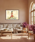 Wahine In Red Outrigger Canoe Vintage Hawaiian Airbrush Art Print From The 1930s Master Level Unframed on living room wall
