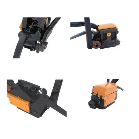 Heavy Duty Sealless Steel Strapping Tool, Manual Buckle-Free Iron Banding Machine For Secure Packaging close-up angles showing features.