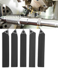 Five-piece carbide turning tool set with indexable inserts on 3/4 in shanks; includes 60°, 75°, and 90° blades