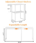 3 Pack Expandable Metal Closet Organizer Shelves Adjustable Stackable Wardrobe Storage Cubes For Clothes Shoes Pantry with dimensions.