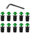 Hella Durable 10 Pack M5 Motorcycle Windshield Bolt Kit Rust Resistant Aluminum Alloy Screws And Nuts Universal Motorbike Windscreen Mounting Fastener Hardware Green with wrench and bolts.