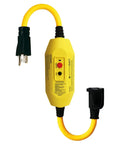 GFCI Inline Power Adapter With 18 Inch Cord, Outdoor Waterproof, 15 Amp, 12 Gauge SJTW Cable, Auto Reset GFI Protector