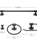 All In One Bathroom Set With Oil Rubbed Bronze 3 Light Vanity Fixture, Towel Bar And Ring, Robe Hook And Toilet Paper Holder dimensions