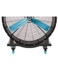 Heavy Duty Industrial Floor Fan Featuring Three Aluminum Blades And Smooth Rolling Wheels That Crush The Heat And Deliver Instant Whole Room Cooling For Garage Or Home Office Setup, showcasing three blades and wheels.