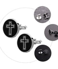 Cross Cufflinks For Men In Titanium Steel Black Finish Dope Dress Shirt Accessories For Formal And Business Wear