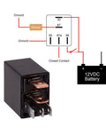 Heavy Duty 12V 30A SPDT 5 Pin Relay Kit Pack of 2 Multi Purpose Relays with diagram for automotive electrical projects.