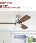 Barcadero Modern 44 Inch Ceiling Fan With Light LED Pull Chain 3 Blades In Maple And Brushed Nickel Finish in living room