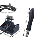 High Performance Hot Air Rework Station With Adjustable Airflow And Digital Soldering 100-480 C Heat Range shown with dimensions