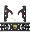 All Black Velvet Padded Katana Wall Mount Rack One Tier Sword Display Stand components and mounting screws.