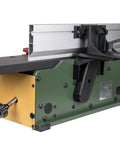 Six Inch Spiral Cutterhead Benchtop Jointer Loaded With Teflon Coated Aluminum Tables And 12 Durable Carbide Inserts Driven By A 10 Amp Motor side view