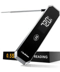 Instant Read Meat Thermometer With Temp Lock And Auto Resume 0.5 Second Digital Probe IP67 Waterproof, black with display