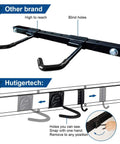 Comparison of Beefy Garage Wall Mount Bike Storage Rack with adjustable hooks and concealed hardware installation illustration.