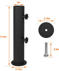 Ultra Sturdy Heavy Duty Granite Umbrella Stand For Outdoor Tables And DIY Projects Adjustable Post Clamp Fits One Point Three To Two Inches Stone Base Holder For Cement And Granite Boards, showing post clamp dimensions and components