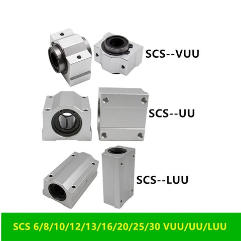 Pro Linear Motion Bearing Slide Block Bushing for 6 to 30mm Shafts SC8UU SCS8LUU SC10LUU SCS12UU 16UU 20UU 25UU 30UU 2 or 4 Pack for 3D Printers High Precision Smooth Glide, aluminum linear bearing blocks