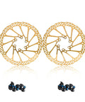 Beefy Disc Brake Rotor Set 160Mm 180Mm 203Mm With Bolts Gold Finish, Stainless Steel, 2Mm Thick, Center Distance 44Mm, Includes Two Rotors And Twelve Screws For MTB Mountain Bike BMX