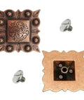 One And Half Inch Antiqued Copper Square Berry Concho With Quarter Inch Chicago Screw Fasteners Leather Craft Tack Saddle Hardware Western Accent Project Kit Two Piece Set showcasing detailed design and sturdy fasteners.