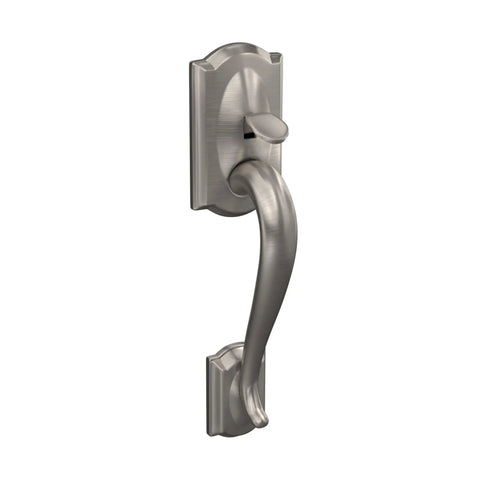 Camelot Trim Lower Half Front Entry Handleset With Avila Lever In Satin Nickel For A Dope Front Door Setup, Works With Optional