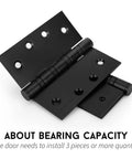 3 Pack 4 By 4 Inch Ball Bearing Door Hinges Matte Black Stainless Steel Exterior Hinges With Square Corners Heavy Duty Smooth Quiet Operation Non Removable Pin Weatherproof For All Exterior Doors, stacked view