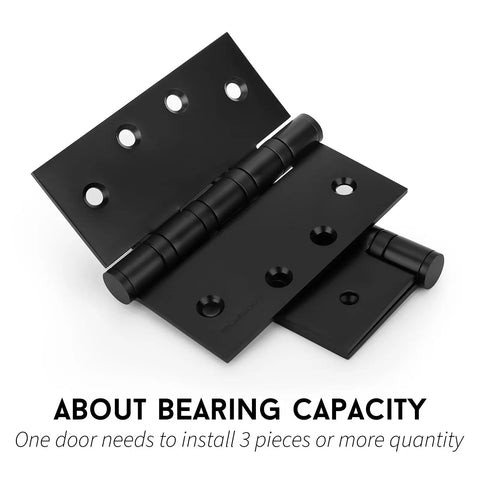 3 Pack 4 By 4 Inch Ball Bearing Door Hinges Matte Black Stainless Steel Exterior Hinges With Square Corners Heavy Duty Smooth Quiet Operation Non Removable Pin Weatherproof For All Exterior Doors, stacked view