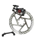 Heavy Duty MTB Disc Brake Set For Front Or Rear Bike Includes Kickass 160Mm Rotor Aluminum Caliper with mounting bracket.
