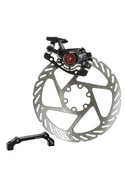 Heavy Duty MTB Disc Brake Set For Front Or Rear Bike Includes Kickass 160Mm Rotor Aluminum Caliper with mounting bracket.