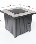 30-Inch Propane Fire Pit With Real Ceramic Tabletop And Glass Rock, 50000 BTU Outdoor Gas Fire Table With Lid, side view